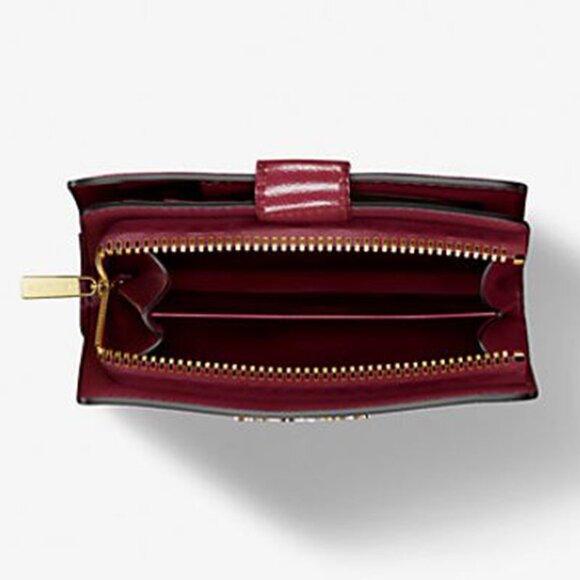 Michael Kors Jet Set Medium Two-Tone Logo Wallet Oxblood Multi 35F4GTVF6B - Picture 4 of 5